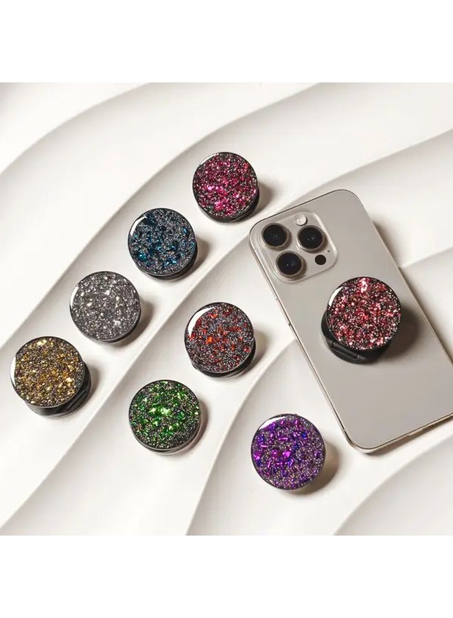 Flexible Finger Saving Phone Holder Silvery Foil Star Elements Perfect Gift - Image 1